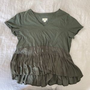 Anthropologie Maeve V-neck Silk T-shirt